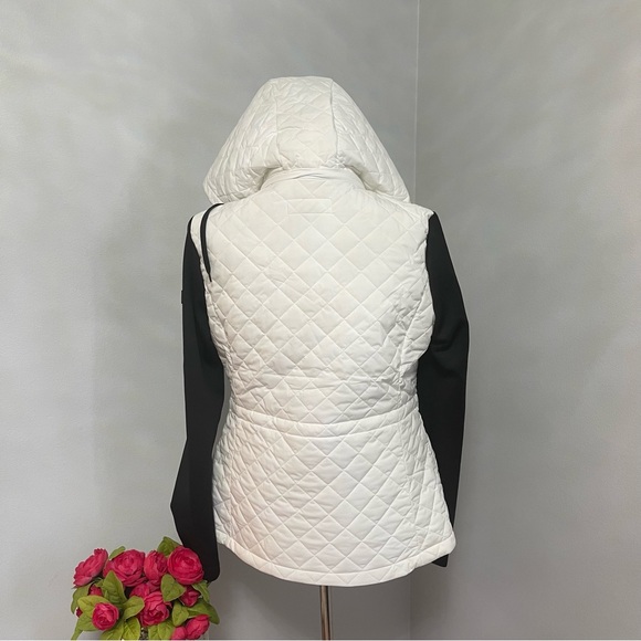 Calvin Klein Black & White Color Block Quilted Hooded Zip Up Jacket- Reemoly - Picture 12 of 15